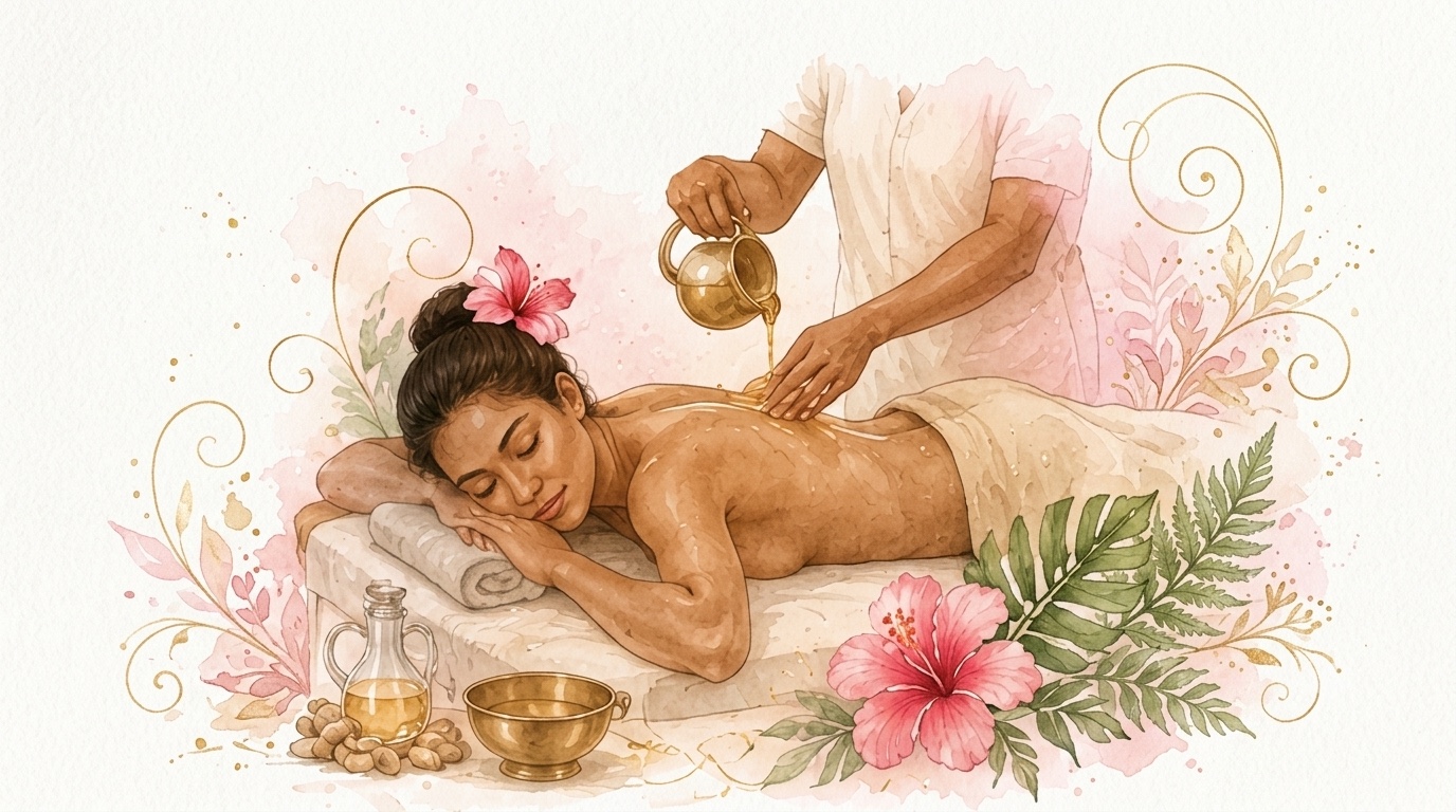 Séance de massage bien-être Abhyanga, huiles chaudes